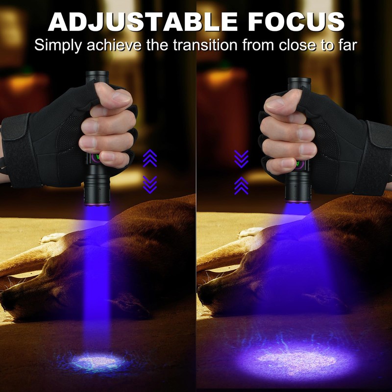 ULTRAFIRE Powerful 365nm UV Flashlight - Rechargeable LED Blacklight, Multi-Functional