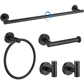 PThink Juego de Accesorios de Bao 5 Piezas  Toallero Barra Extra Largo 60 cm  Anillo  Portarrollos  2 Ganchos  Acero Inoxidable SUS304, Montaje en... 