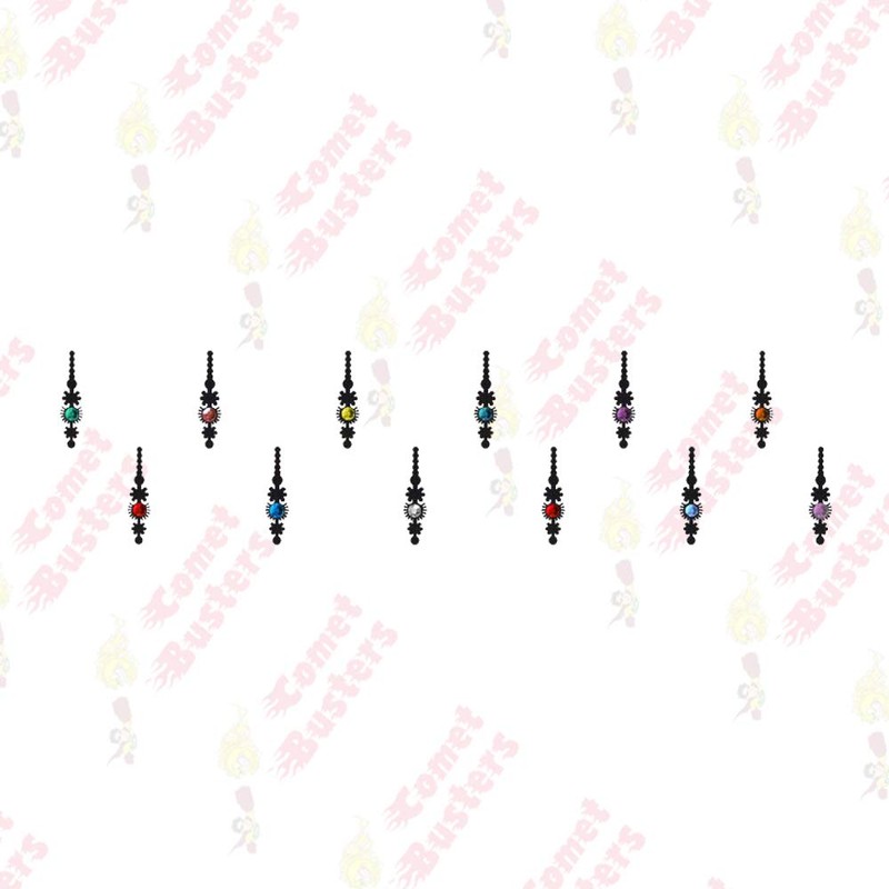 Comet Busters Beautiful Black Bindi With Multicolor Stones