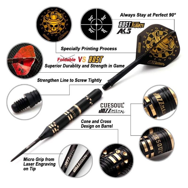 CUESOUL JAZZ-METAL 21g Steel Tip Black Coated Brass Dart Set
