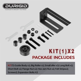 DURIGID 2 Pack Barn Door Floor Guide, Barn Door Guides for Bottom, Barn Door Roller Guide Equipped with Felt Strips for Quiet and Smooth Operation, 8 Roller Combinations, Flush Bottom, Black