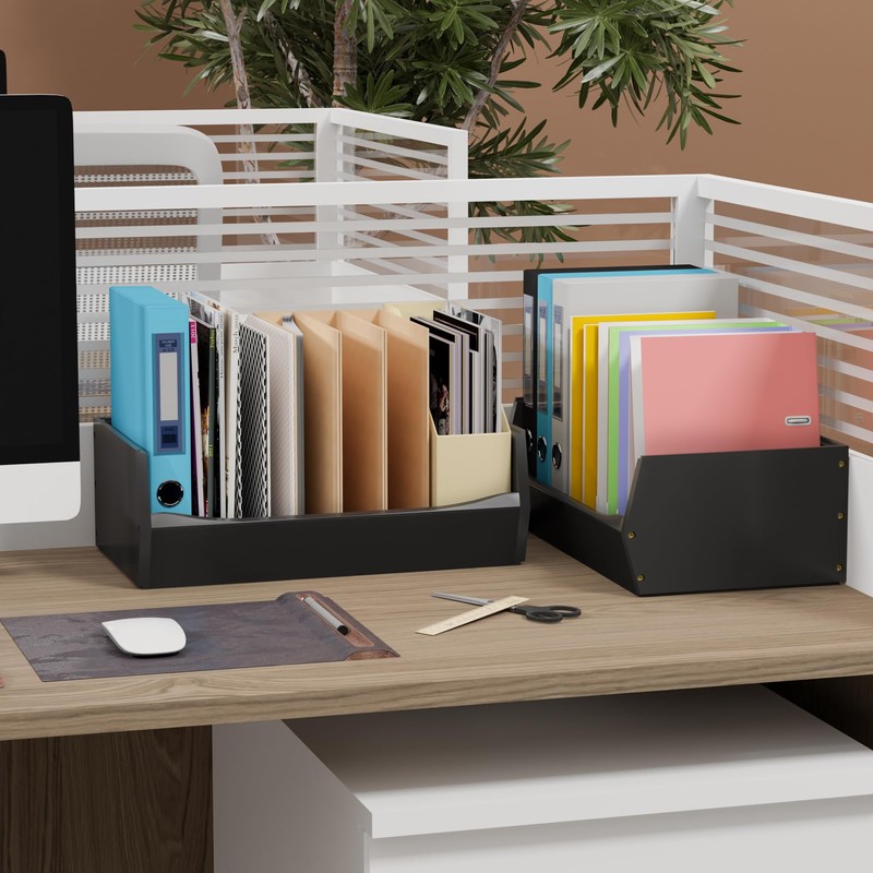 2 Set Open Front Stackable Storage Bins, Bamboo Stacking Storage