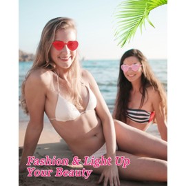 ayigu 4Pairs Heart Sunglasses Rimless Heart Shaped Sunglasses Trendy Transparent Heart Glasses Rave Party Favor for Women Men