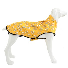 Mile High Life | Dog Raincoat | Adjustable Water Proof Pet Clothes | Lightweight Rain Jacket with Reflective Strip | Easy Step in Closure, Yellow Sun, Medium