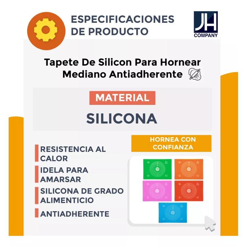 J.H. Company Tapete De Silicona Para Hornear Grande Antiadherente 64