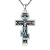 ONEFINITY Orthodox Cross Necklace 925 Sterling Silver Crucifix Abalone Shell