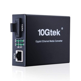 ipolex Gigabit Single-Mode SC Fiber to Ethernet Media Converter, Built-in 1000Base-LX SFP Module, 1310nm, SMF, up to 20-km, Dual SC Fiber to 10/100/1000Base-TX (UTP/STP/Cat5e/Cat6 RJ45) 1-Pack.