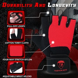 FK by ZM Gym Workout Gloves for Men & Women – Weightlifting, Powerlifting & Fitness Gloves with Wrist Support & Full Palm Stability – Secure Grip for Training, Pull-ups & Strength Workouts (Red, XL)