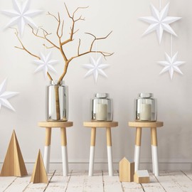 LANMOK 6pcs 7 Pointed White Paper Stars - 4pcs 30cm DIY 3D Hanging Paper Stars & 2pcs 45cm Folded Paper Star Lanterns for New Years Eve Birthday Wedding Winter Evening Party Decoration