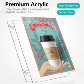 MaxGear Acrylic Sign Holder 8.5x11 with Suction Cups and Screws 3 Pack, Window Sign Holder Glass Door Sign Holder, Clear Plastic Wall Mount Sign Holder Acrylic Wall Frame Flyer Poster Document Holder