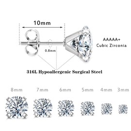 Dochais Ear Studs Earring Sets for Women,Diamond Earrings Men Hypoallergenic 6 Pairs Men Earrings Silver Earrings for Women
