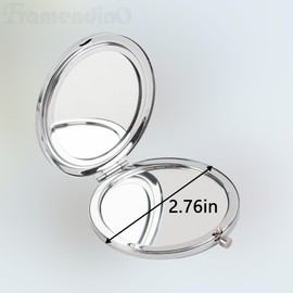 Framendino, 6 Pack Rhinestone Round Hand Held Portable Pocket Double Sided Folding Mirror for Makeup Travel
