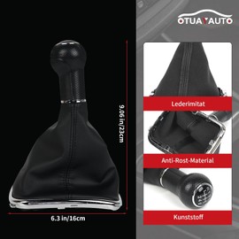 OTUAYAUTO Schaltsack Schaltmanschette mit Schaltknauf und Rahmen, als Komplettset Plug Play Ersatzteil Passend für Golf 4, 6 Gang OEM: 1J0711113