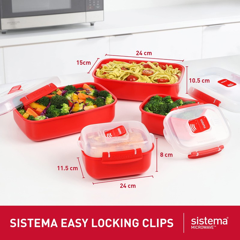 Sistema Microwave Food Storage Containers with Steam Release Vent, Dishwasher