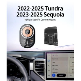 Masergogo Wireless Charging car Phone Holder for Toyota Tundra 2022-2025 Sequoia 2023-2025 Auto Accessories Navigation Bracket Interior Decoration Mobile Cell Phone Mount, 360° Rotation