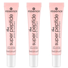 essence the super peptide glossy lip treatment, Lippenbalsam, Nr. 01, Transparent, glättend, mit Vitaminen, vegan, ohne Parabene, ohne Mikroplastikpartikel, Nanopartikel frei, 3er Pack (3x10ml)