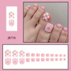 Pink Press on Toenails Short Square Fake Toenails with White
