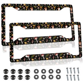 Mushroom License Plate Frame Funny Dragonfly License Plate Frame Car Aluminum Accessories Cars Decor with 2 Holes and Screws Fits Standard US Vehicles Size