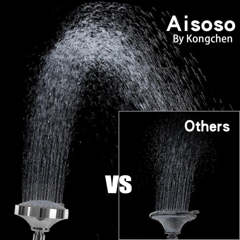 Aisoso Shower Head High Pressure Rain Fixed Showerhead 5-Setting with