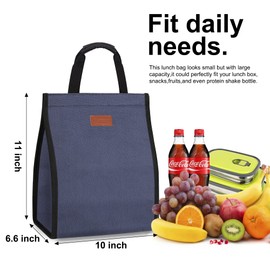 Lunch Bags for Women Insulated Reusable Lunch Tote with Internal Pocket, Lunch Tote bag for Work (Blue)