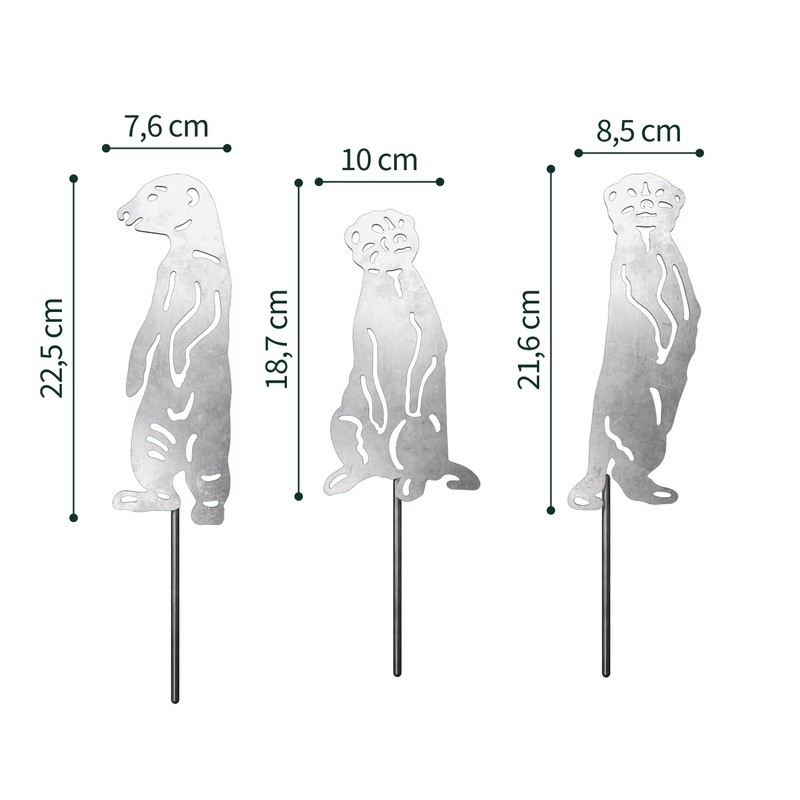 VERDOBA Meerkat Garden Decoration in Silver - Meerkat Figurine Set