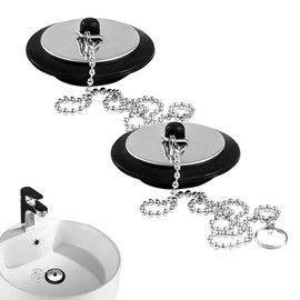 Universal Bath Plug, Sink Plug Replacement, kitchen Sink Plug Drain Stopper with Stainless Steel chain for Bathtub Bathroom Kitchen (Size 1.69in To 1.77in) (2)