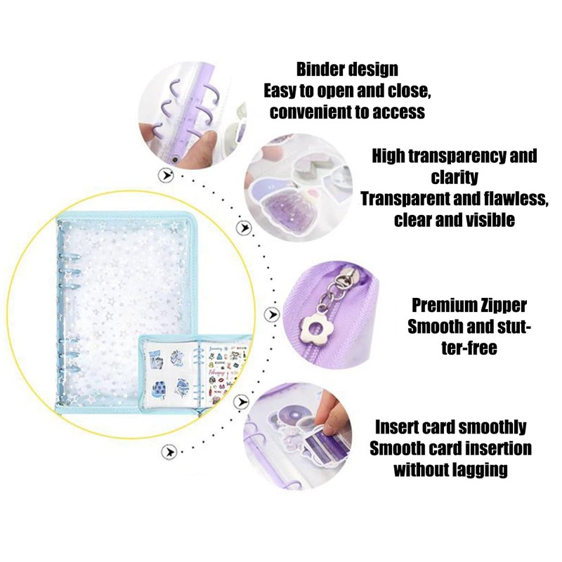 Sealing Notebook, Transparent A5, Storage Binder, 6 Holes, 4 Pockets,