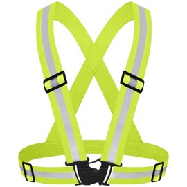 ZLONGYAN Reflective Vest, adjustable and flexible high visibility safety Reflective Running Vest, suitable for outdoor night running, walking, night riding, dog walking Reflective Gear (Yellow)