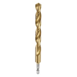sourcing map 1/4" Hex Shank Twist Drill Bits 12mm Titanium Coated High Speed Steel Quick Change Hex Drilling Bit Jobber Drill Bits for Wood Plastic Metal, Gold