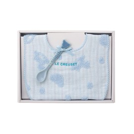 Le Creuset Children's Baby Tie & Spoon Gift Set, Coastal Blue, Baby Shower, First Eating Boys, Gift