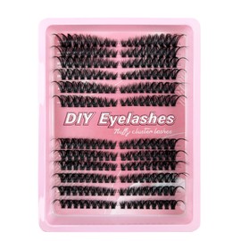 Lash Clusters Kit - Stunning Natural Black 60D Volume Eyelash Extensions, 216 Pcs Individual Lashes 8-16mm, D Curl Thick Cluster Lashes for Gorgeous Eyes