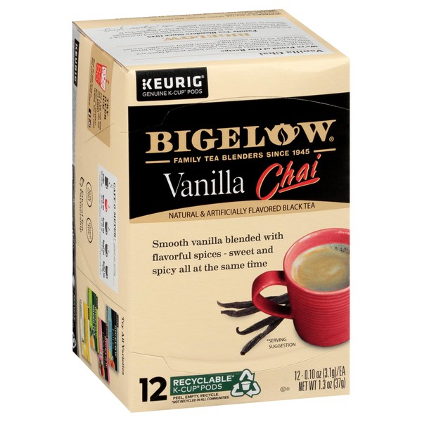 Bigelow Vanilla Chai Té, Keurig K-Cups, 72 unidades
