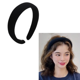 NYRWFQXG Black Padded Head Band Headbands for Women Puffy Headband Thick Wide Head Bands for Women's Hair Non Slip Satin Comfortable Headbands for Women Fashion Padded Hair Hoop Headband