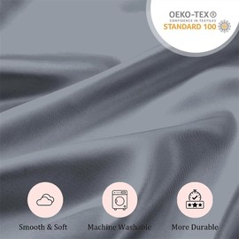 Seiwohl Silk Satin Pillowcase Soft as Silk Pillowcases for Hair and Skin Dark Grey Pillow Cases 2 Pack with Satin Scrunchies and Bonnet for sleeping, Cooling Pillow cases Envelope Closure, 50x75 cm