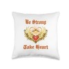 Be Strong and Take Heart (Christian, Cross, Wing, Heart) Throw