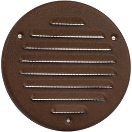 HVAC OV 4 Inch (Inner) Brown Stainless Steel Round Soffit Air Vent Cover, Register Vent Deflector, HVAC Louvered Grille with Mesh Screen, Bathroom Home Office Kitchen - 5 Inch (Outer)