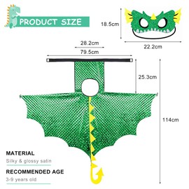 Dinosaur Costume Children, Dinosaur Cape Glitter Dino Costume Dinosaur Cosplay Cape with Dinosaur Mask for Carnival Theme Party Masquerade Boys Girls