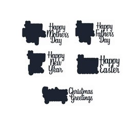 Briartw Important Days Happy New Year Words Phrases Metal Stencil Cutting Dies for DIY Cards Photoes Album Scrapbooking Embossing (A)