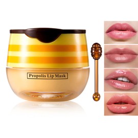 Fusang Bee Lip Balm Honey Pot,Bee Balm Hydrating Honey Lip Mask,Moisturzing Lip Scrubs Exfoliator