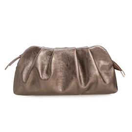 IXEBELLA Dressy PU Clutch Purse for Women Formal Soft Pleated Vegan Leather Evening Bag for Wedding/Prom/Cocktail Party (Bronze)