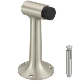 Heavy Duty 6″ Door Stopper, Solid Brass Commercial Grade, Floor Mount - Satin Nickel Finish (US15)