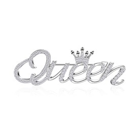 ROFARSO Queen Crown Brooch Pins for Women Feminist Fashion Jewelry with Rhinestone Crystal, Accessory for Shawl Scarf Buckle Sweater Cardigan, Gift for Women Mother Bride Girl (Silver)