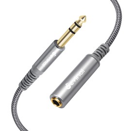 Devinal 1/4 inch Headphone Extension Cable, 6.35mm TRS Male to Female Stereo Cord, Quarter Inch Guitar Cable Extender, 20ft (6 Meters)