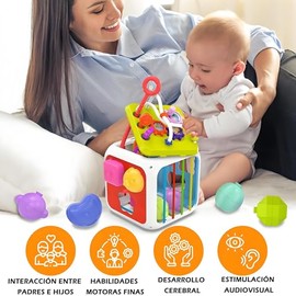 6 Coloridos Juguetes Sensoriales Formas, Clasificador Formas Versátil con 7 en 1 Tablero Juguetes, Diseño Forma Hueca Adecuado Cultivar Habilidades Pe