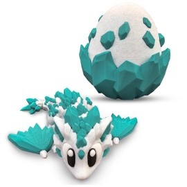 Articulated Emerald Dragon with Egg, 3D Printed Dragon Fidget Toy. Unique and Fun Design. Articulated Dragon Inside, 3d Dragon Egg, Toys for Kids, Home Decor, Flexible Desk Pet Figure, Birthday Gifts for Kids, Easter, Unique Dragon Gift, Desk Decor, 3d D