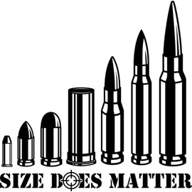 eDesign Size Does Matter Vinyl Sticker Decal - 5 Inches - 2nd Amendment Sticker for Car Truck SUV Van Window Bumper Wall Laptop Tablet Tumbler and Any Smooth Surface 2-Pack