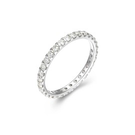 DIAMONLITE 1 Ct Moissanite Wedding Band for Women, 2mm 925 Sterling Silver Eternity Stackable Engagement Ring Anniversary Band, Brilliant Cut Moissanite Stimulate Diamond Ring for Women, Size 6.5