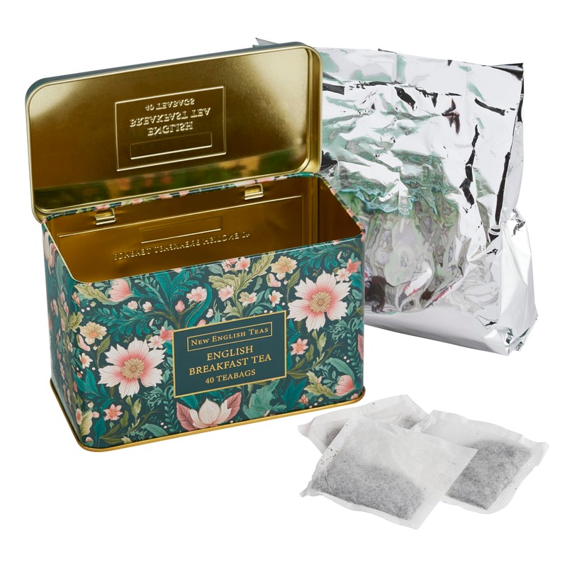 New English Teas Victorian Garden Tea Tin with 40 English