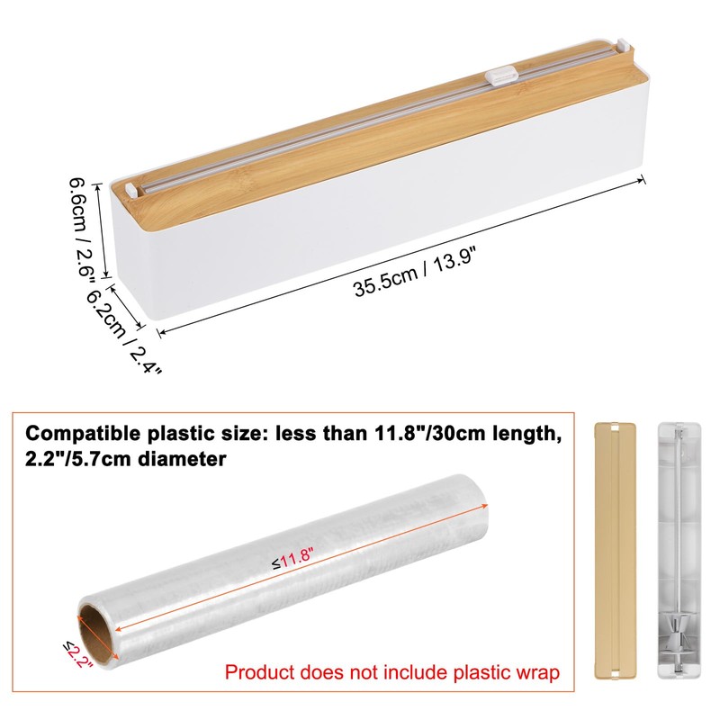 sourcing map 14"x2.6" Plastic Wrap Dispenser with Cutter and Magnetic