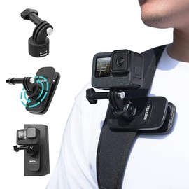 Backpack Clip 360 Swivel + Magnetic Mount + Quick Release +Phone Holder Bundle Kit for GoPro Max Hero 12 11 10 9 8 7 Insta360 X3 X4 Ace Pro Go3 DJI Action 3 4 Osmo Pocket 3 Strap Mounts Accessories